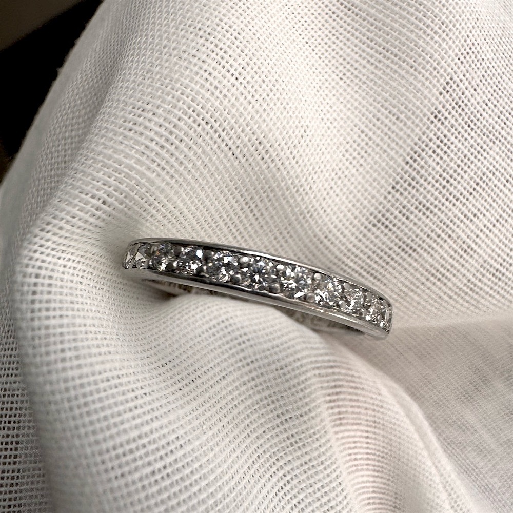 Authentic Vintage Tiffany and Co. Diamond Platinum Half Eternity Wedding Band